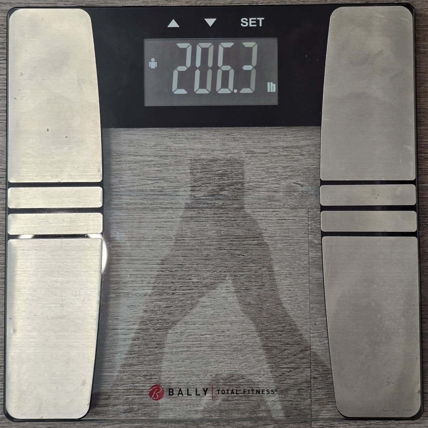 The scale on day 12 morning reading 206.3 pounds
