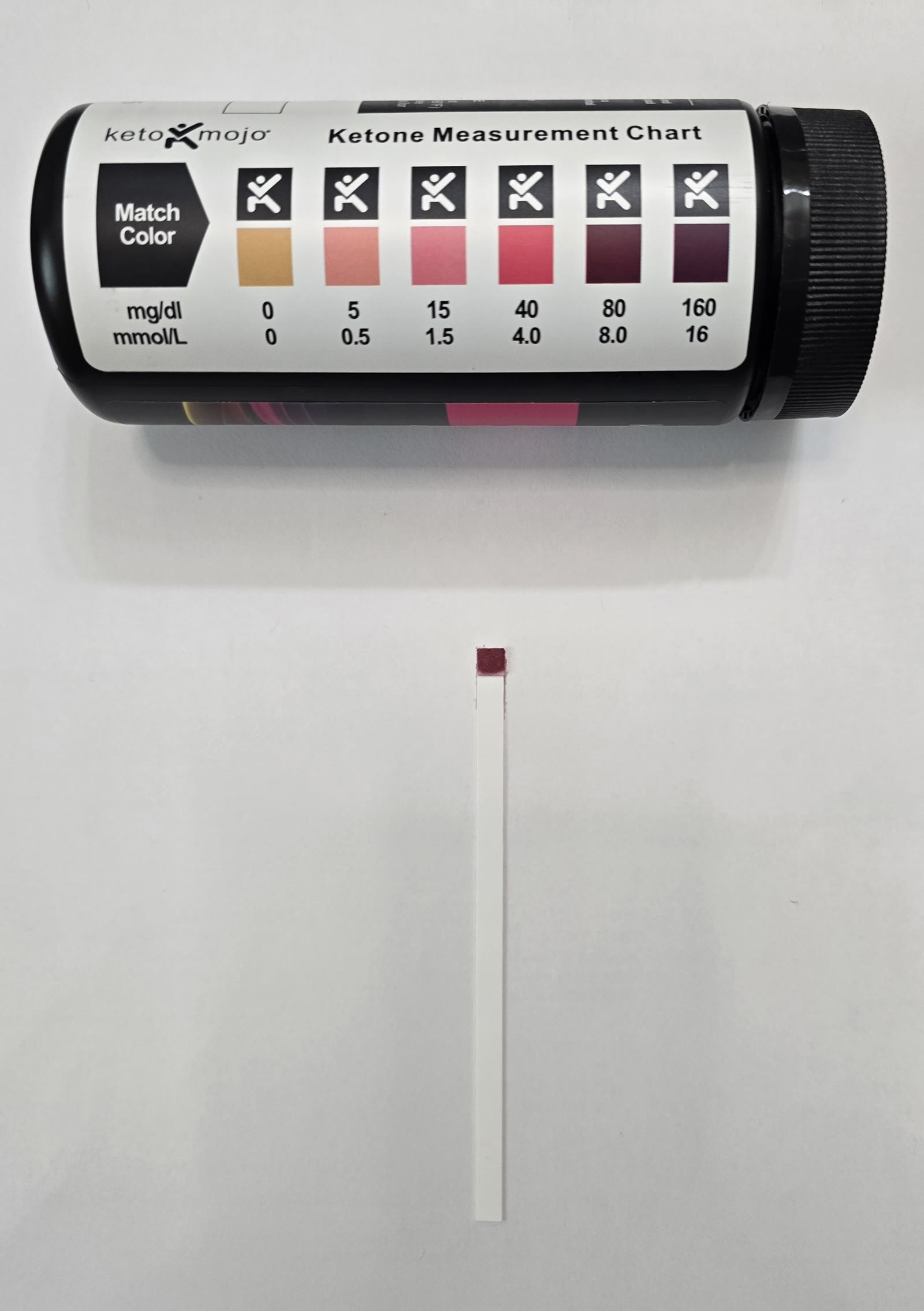 Ketone strip on day 20 reading at the top of the chart