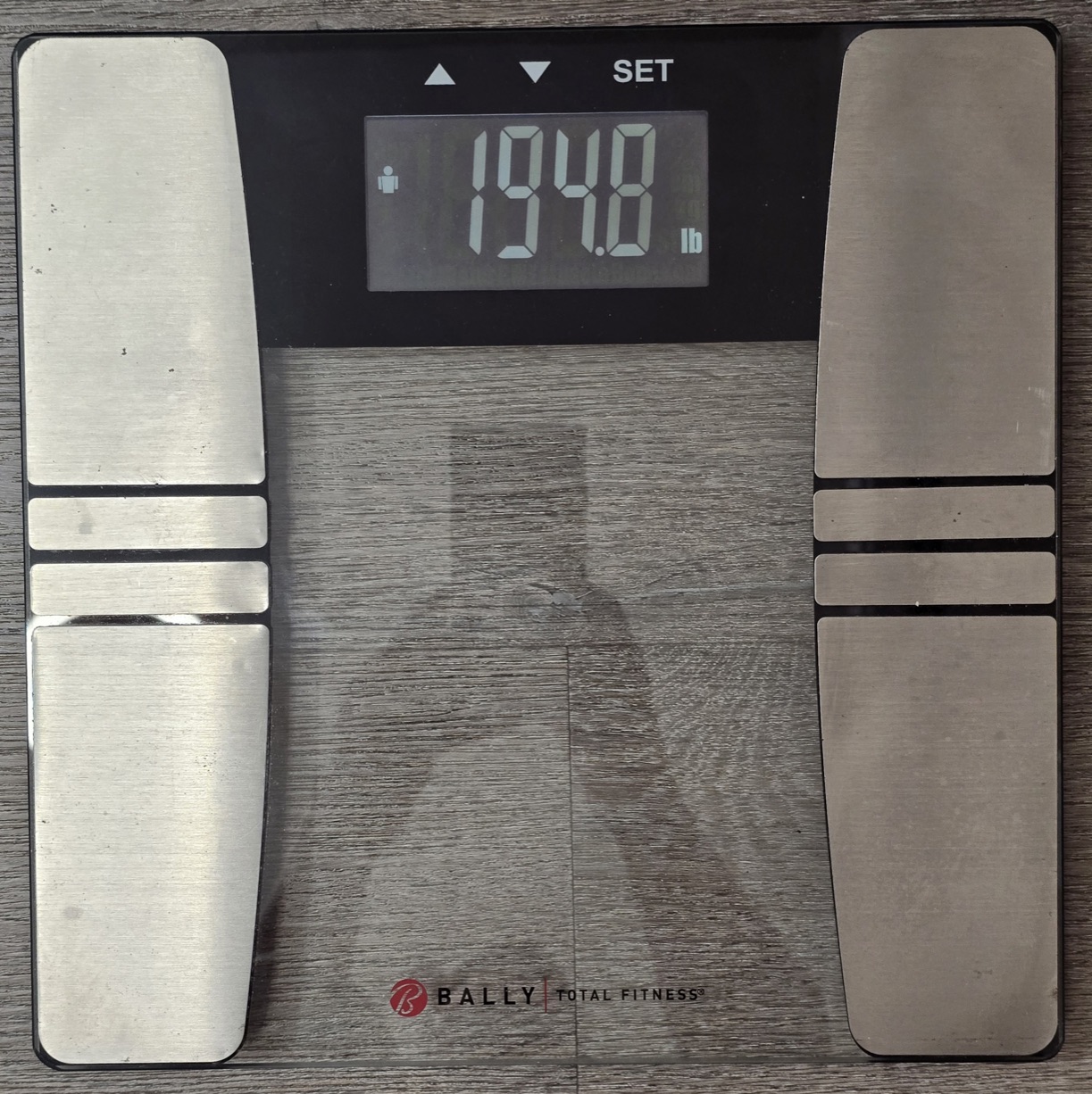 The scale on day 25 morning reading 194.8 pounds