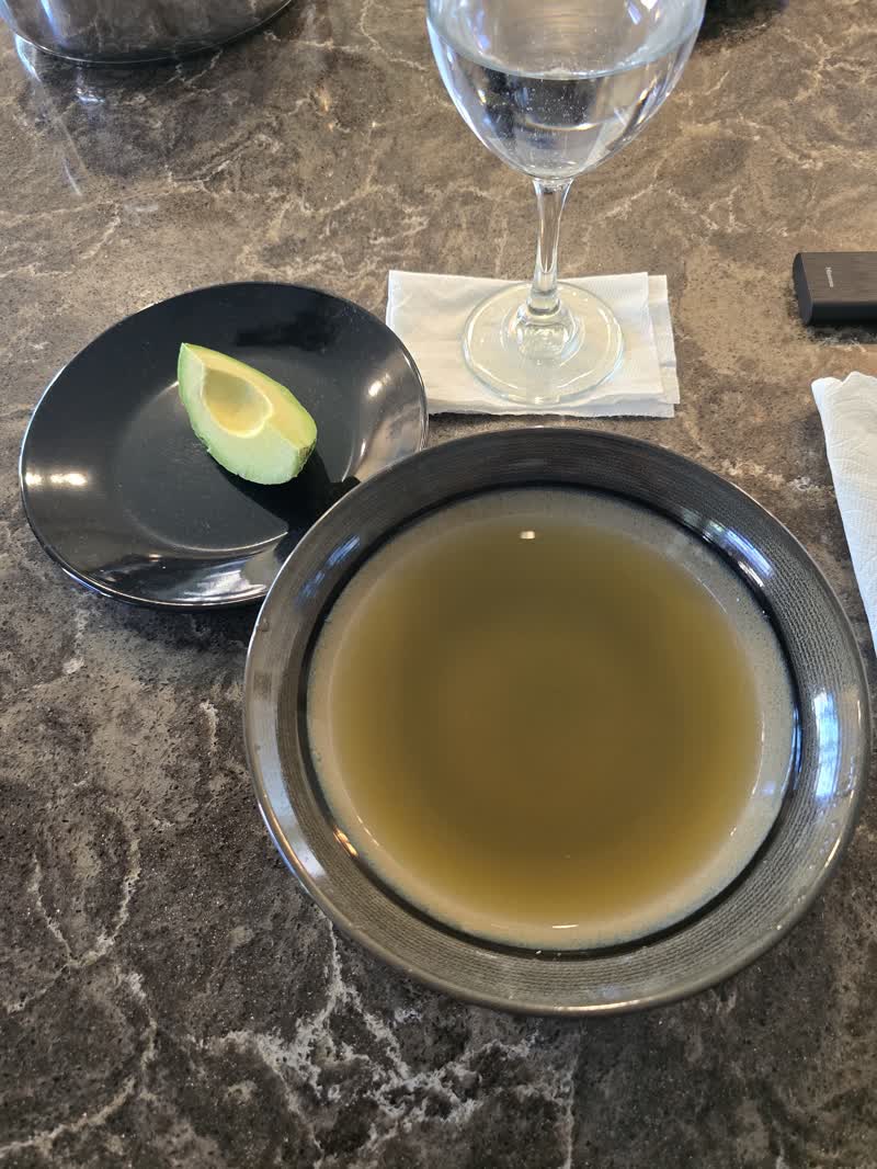 The bowl of vegetable broth John made on day 30 of the water fast
