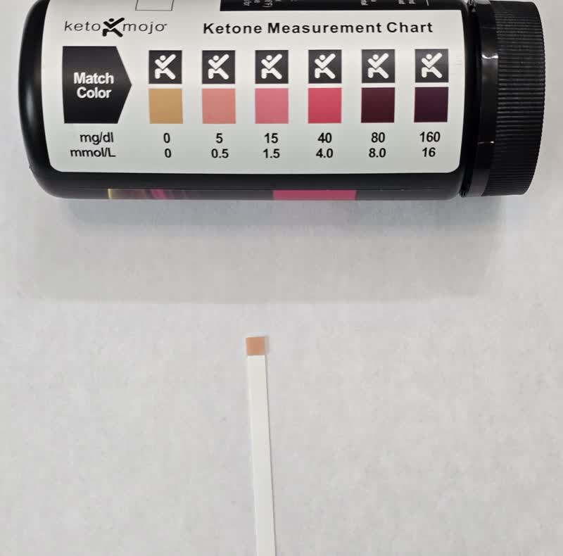 Keto mojo urine ketone strip on the morning of day 32 of the water fast reading blank after eating broth