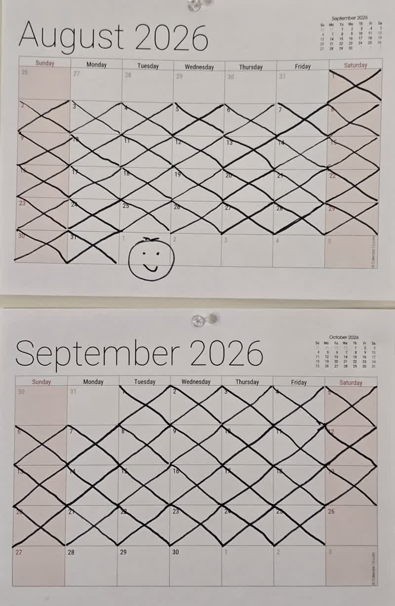 John's fasting calendar on the morning of day 56