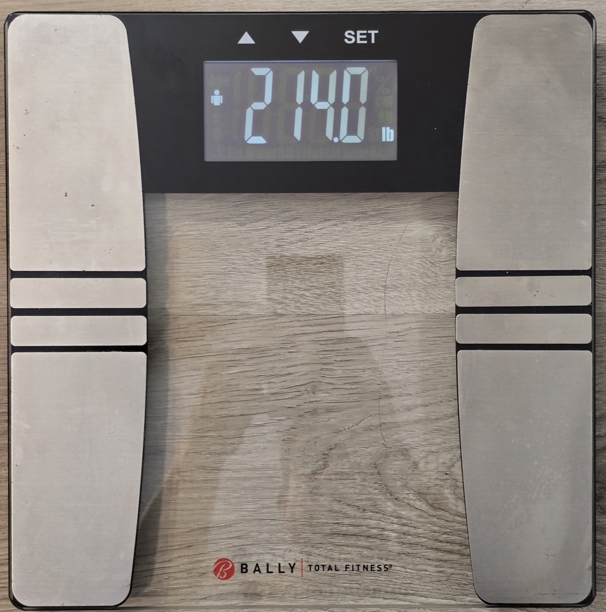 The scale on day 6 morning reading 214.0 pounds